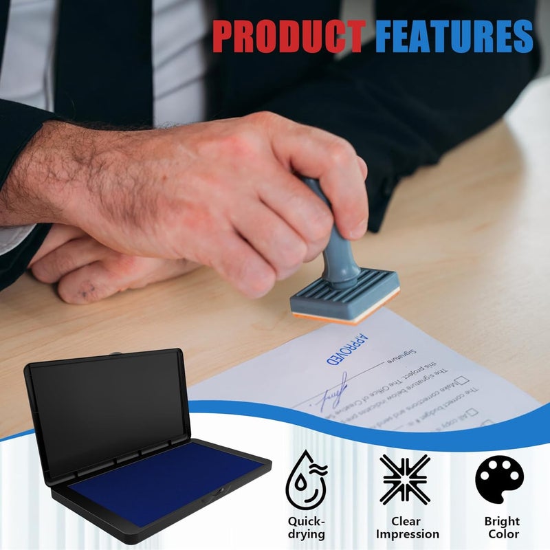 Lsushine Large Stamp Pad, 6.1 x 3.4 Inch Blue Ink Pad Premium Quality Felt Pad Rubber Stamp Ink Pad for Office, Home - Image 4